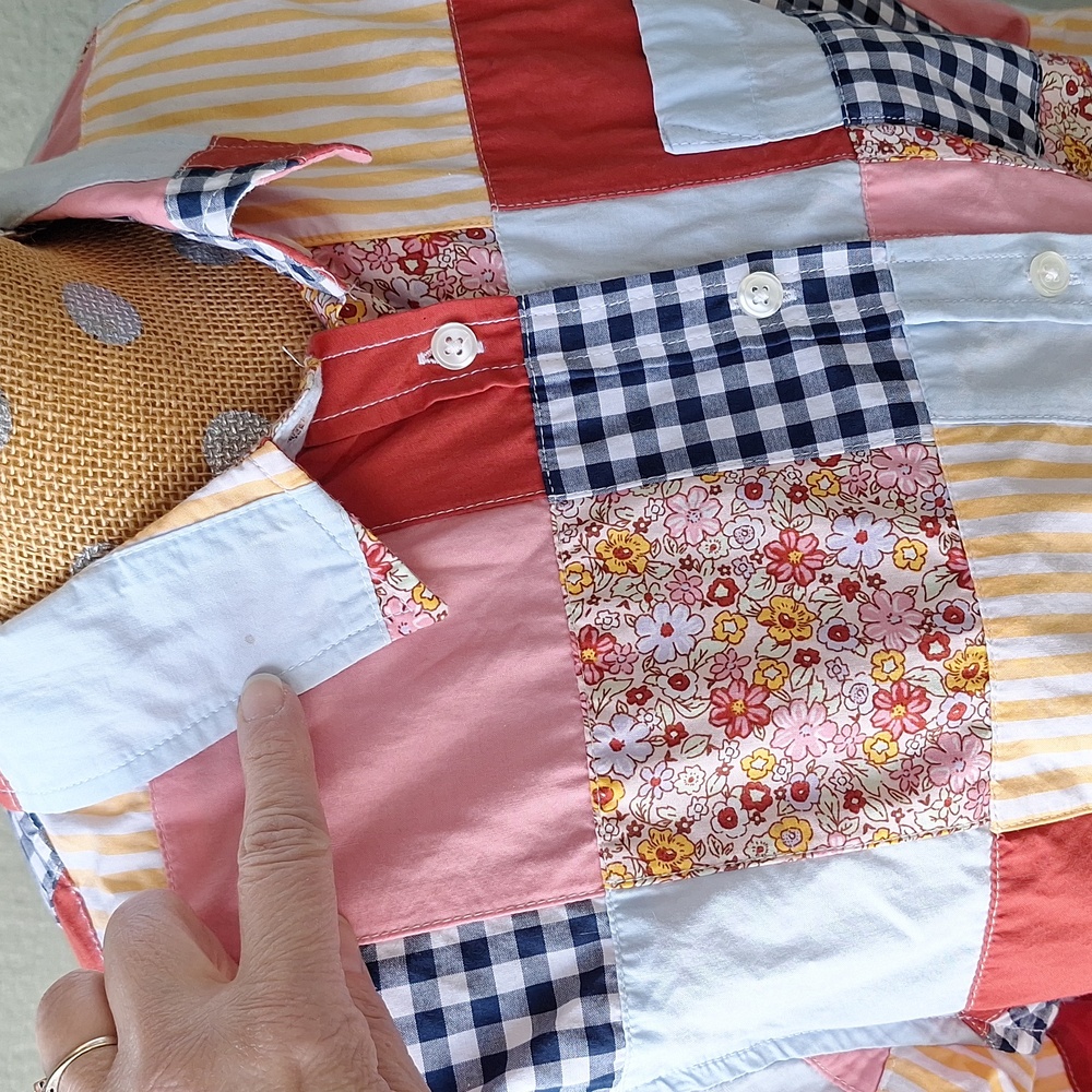 Land's End Colorful Patchwork Button-Up Shirt Siz… - image 4